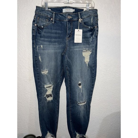 torrid Denim - Torrid Denim Size 12 Girlfriend NWTS NEW Distressed Fishnet Accents (Q)